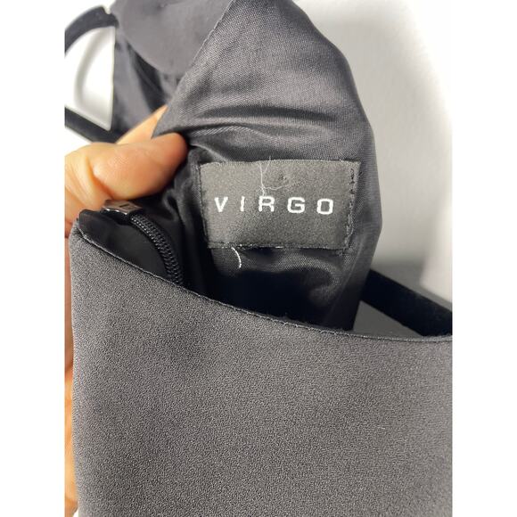 Virgo, Size Small, Black Sleeveless Cocktail Dress, Tiered Chiffon Hem, Altered - Picture 5 of 6